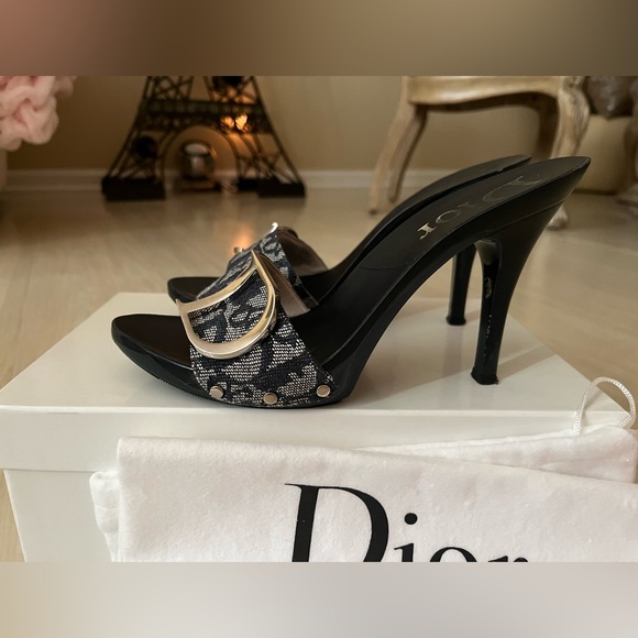 Christian Dior Monogram Trotter Large Silver C & D Mules EU38 💙 Size 8 - Picture 3 of 15